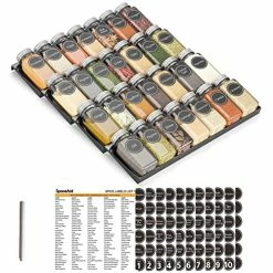 Cheap 🎉 SpaceAid Spice Drawer Organizer With 28 Spice Jars, 386 Spice Labels And Chalk Marker, 4 Tier Seasoning Rack Tray Insert For Kitchen Drawers, 12.8" Wide X 17.5" Deep 😍