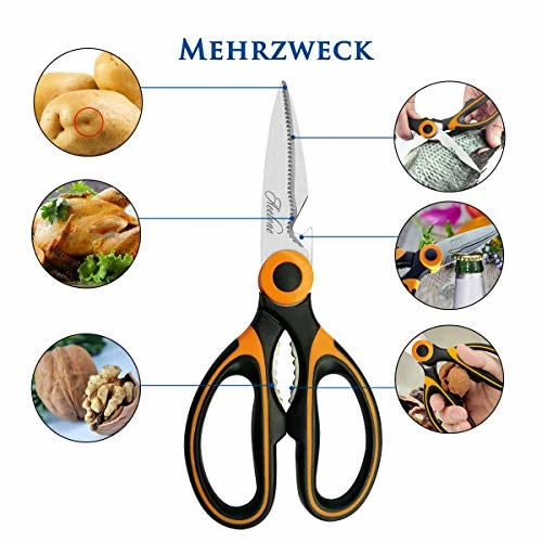 Cheapest ❤️ Kitchen Shears, Acelone Premium Heavy Duty Shears Ultra Sharp Stainless Steel Multi-function Kitchen Scissors For Chicken/Poultry/Fish/Meat/Vegetables/Herbs/BBQ… (Orange Black) 🛒 - Image 2
