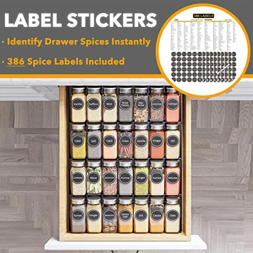 Cheap π SpaceAid Spice Drawer Organizer With 28 Spice Jars, 386 Spice Labels And Chalk Marker, 4 Tier Seasoning Rack Tray Insert For Kitchen Drawers, 12.8" Wide X 17.5" Deep π - Image 3
