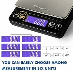 Budget 🎁 K KitchenTour KitchenTour Digital Kitchen Scale - 500g/0.01g High Accuracy Precision Multifunction Food Meat Scale Jewelry Lab Carat Powder Scale With Back-Lit LCD Display(Batteries Included) Black 🎉
