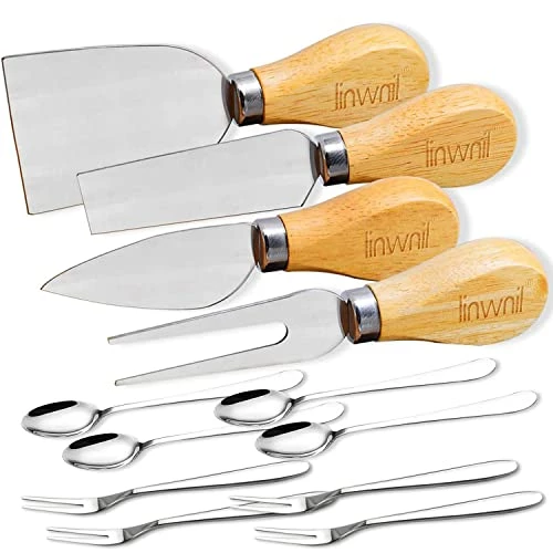 Best Pirce π Linwnil Cheese Knife Set With Gift Box For Charcuterie Accessories Stainless Steel Knives With Wood Handle Cheese Slicer Option 1 π§¨