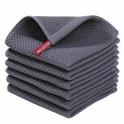 Flash Sale 👍 Homaxy 100% Cotton Waffle Weave Kitchen Dish Cloths, Ultra Soft Absorbent Quick Drying Dish Towels, 12x12 Inches, 6-Pack, Dark Grey Reddish Orange 🧨