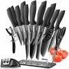 Budget 😉 MIDONE Knife Set, 17 Pieces German Stainless Steel Kitchen Knife Set, Include Kitchen Accessories, Black 💯