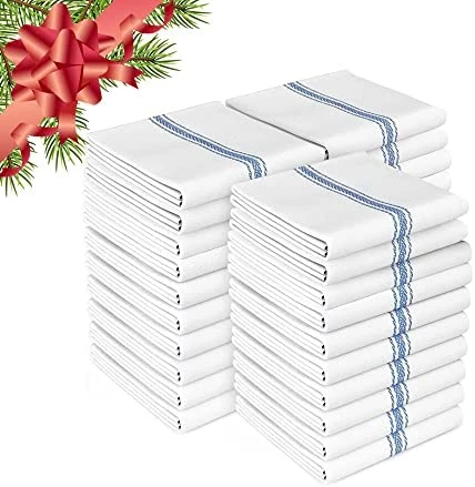 Promo π Zeppoli Classic Kitchen Towels - 15 Pack - 14" X 25" - 100% Natural Cotton Kitchen Dish Towels - Reusable Cleaning Cloths - Blue Tea Towels - Super Absorbent - Machine Washable Hand Towels Blue Striped π - Image 7