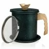 Discount 💯 SWSHTTX Cooking Oil Filter Bacon Grease Container 1.4L With Stainless Steel Strainer Dust-proof Lid Non-slip Plate Can Filter And Store Frying Oil And Cooking Grease, Etc. Dark Green 🌟