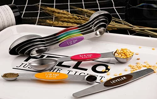 Wholesale π Forkmannie Magnetic Measuring Spoons Set Of 9 Stainless Steel Stackable Dual Sided Teaspoon Tablespoon For Measuring Dry And Liquid Ingredients Fits In Spice Jars β€οΈ - Image 7
