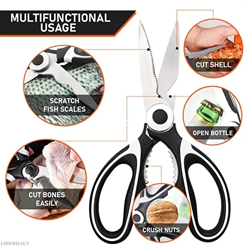 Best Pirce π Kitchen Shears With Cover Sharp Scissors - Kitchen Gadgets Utility Scissors All Purpose Stainless Steel Scissors Heavy Duty Kitchen Scissors - Food Scissors For Chicken, Fish, Meat, Herbs Liberhaus β - Image 3