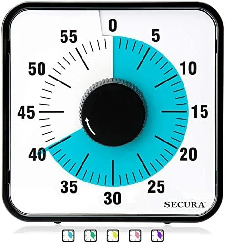 Top 10 π₯ Secura 60-Minute Visual Countdown Timer, 7.5-Inch Oversize Classroom Visual Timer For Kids And Adults, Durable Mechanical Kitchen Timer Clock With Magnetic Backing (Blue) π - Image 8