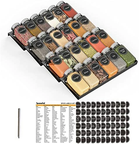 Cheap π SpaceAid Spice Drawer Organizer With 28 Spice Jars, 386 Spice Labels And Chalk Marker, 4 Tier Seasoning Rack Tray Insert For Kitchen Drawers, 12.8" Wide X 17.5" Deep π - Image 10