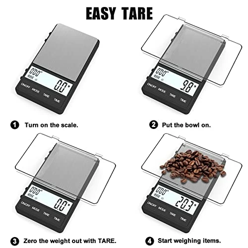 Cheap π Weightman Espresso Scale With Timer 1000g X 0.1g Small & Thin Travel Coffee Scale, Mini Digital Scale Grams And Ounces With Large Backlit LCD Stainless Steel Pocket Food Scale Drip Tray Pulling Scale Black π - Image 4
