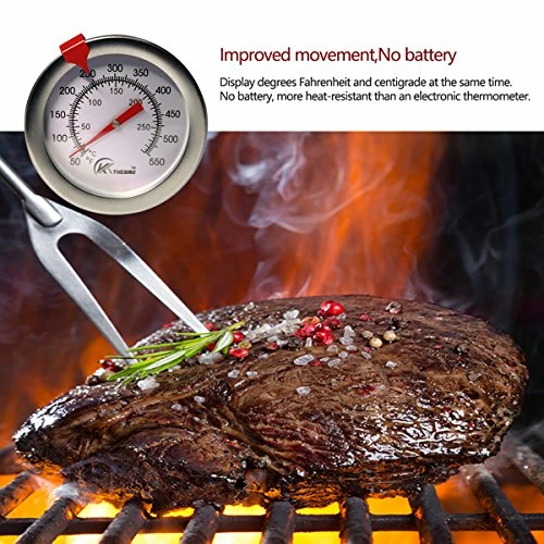 Best Sale π KT THERMO π¬ Candy/Deep Fry Thermometer With Instant Read,Dial Thermometer,12" Stainless Steel Stem Meat Cooking Thermometer,Best For Turkey,BBQ,Grill π - Image 3