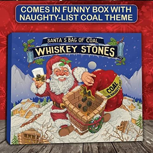Flash Sale β¨ Pelto 15 Whiskey Stones In Gift Box W/Sack - Naughty List π Christmas Stocking Stuffers For Men. Bourbon Bar Gadget Gifts For Dad, White Elephant For Him Husband Boyfriend Adults. Soapstone Scotch Rocks π - Image 2