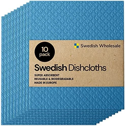 Best Pirce π― Swedish Wholesale Swedish Dish Cloths - 10 Pack Reusable, Absorbent Hand Towels For Kitchen, Counters & Washing Dishes - Cellulose Sponge Cloth - Eco Friendly Gifts - Assorted White π - Image 5