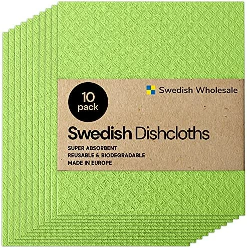 Best Pirce π― Swedish Wholesale Swedish Dish Cloths - 10 Pack Reusable, Absorbent Hand Towels For Kitchen, Counters & Washing Dishes - Cellulose Sponge Cloth - Eco Friendly Gifts - Assorted White π - Image 7