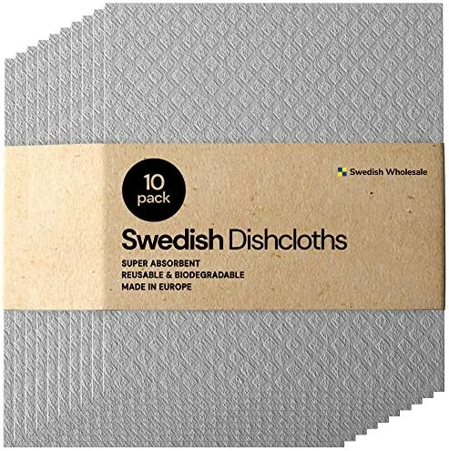 Best Pirce π― Swedish Wholesale Swedish Dish Cloths - 10 Pack Reusable, Absorbent Hand Towels For Kitchen, Counters & Washing Dishes - Cellulose Sponge Cloth - Eco Friendly Gifts - Assorted White π - Image 6