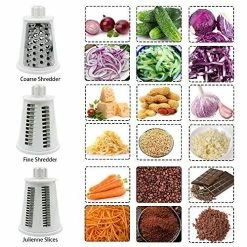 New ✨ VEKAYA 5 In 1 Rotary Cheese Grater With Handle [5 Interchangeable Stainless Steel Blades] Cheese Shredder Food Vegetable Grader Hand Crank Grater For Kitchen Gift With Bonus Storage Box For Blades ✔️