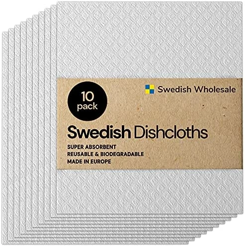 Best Pirce π― Swedish Wholesale Swedish Dish Cloths - 10 Pack Reusable, Absorbent Hand Towels For Kitchen, Counters & Washing Dishes - Cellulose Sponge Cloth - Eco Friendly Gifts - Assorted White π - Image 12