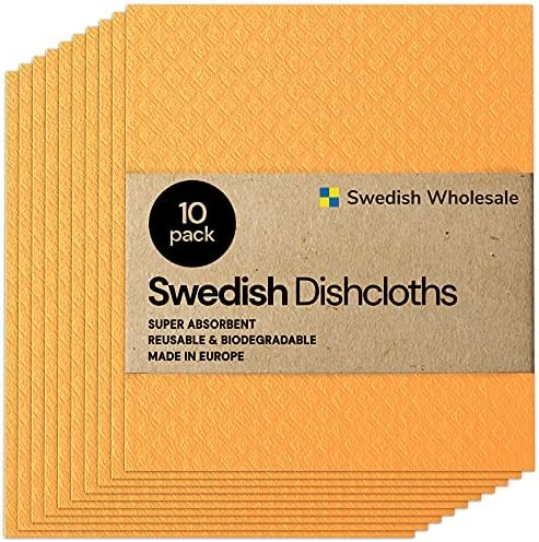 Best Pirce π― Swedish Wholesale Swedish Dish Cloths - 10 Pack Reusable, Absorbent Hand Towels For Kitchen, Counters & Washing Dishes - Cellulose Sponge Cloth - Eco Friendly Gifts - Assorted White π - Image 8
