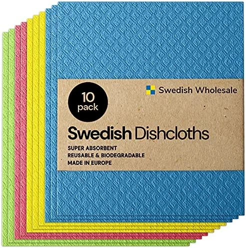 Best Pirce π― Swedish Wholesale Swedish Dish Cloths - 10 Pack Reusable, Absorbent Hand Towels For Kitchen, Counters & Washing Dishes - Cellulose Sponge Cloth - Eco Friendly Gifts - Assorted White π - Image 4