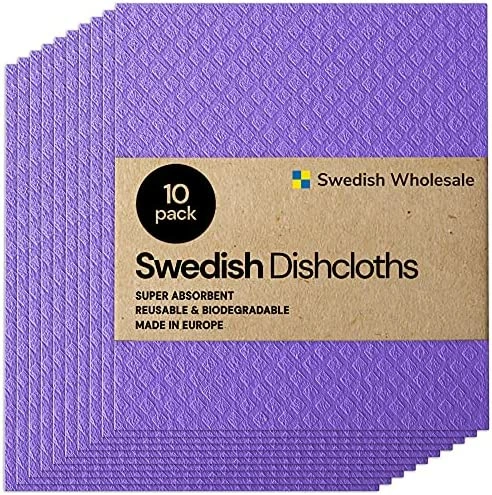 Best Pirce π― Swedish Wholesale Swedish Dish Cloths - 10 Pack Reusable, Absorbent Hand Towels For Kitchen, Counters & Washing Dishes - Cellulose Sponge Cloth - Eco Friendly Gifts - Assorted White π - Image 9