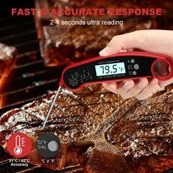 Budget 🎉 BESTCROF Digital Meat Thermometer With Probe, Instant Read Food Thermometer For Grilling BBQ, Kitchen Cooking, Baking, Liquids, 🍬 Candy & Air Fryer - IP67 Waterproof, Backlight & Calibration - Red/Black ⭐