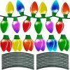 Flash Sale ❤️ 90shine 72 Pieces 🎄 Christmas Car Refrigerator Decorations - 24 Reflective Bulb Light Shaped Magnets 48 Magnetic Wires Ornaments Set Xmas Holiday Cute Decor 🤩